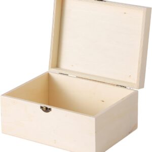 2 Pack Large Unfinished Wooden Box with Locking Clasp - 9.2x6.9x4.5 in-8.2X5.8X3.5in Natural Super Thick Poplar Box DIY Keepsake Wooden Boxes